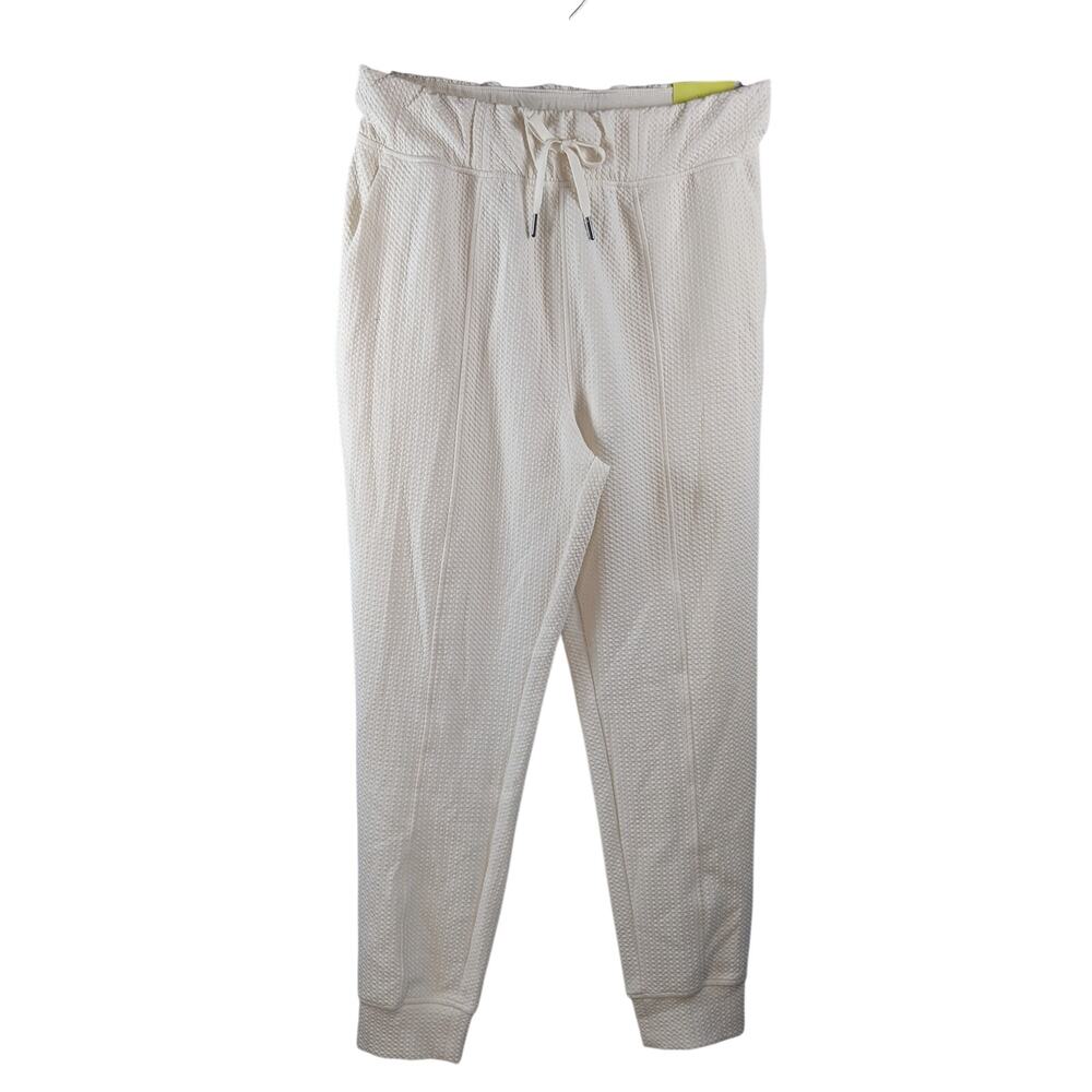All in Motion Joggers Textured High Rise Ivory L Drawstring Pocket Sweatpants
